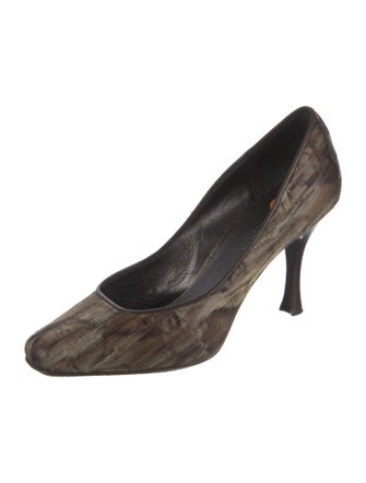 Donna Karan Suede Printed Pumps