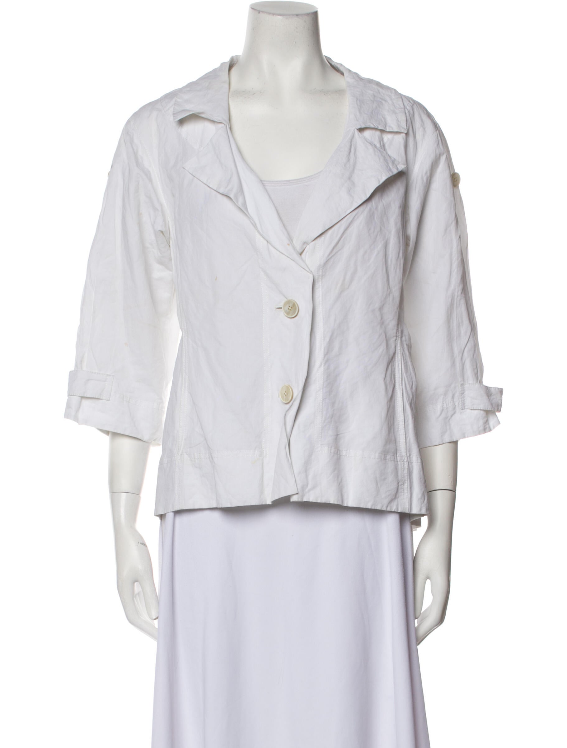Donna Karan Three-Quarter Sleeve Button-Up Top