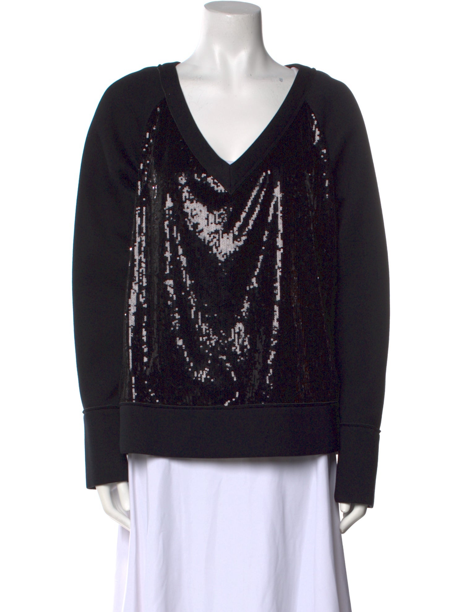 Donna Karan V-Neck Long Sleeve Sweatshirt