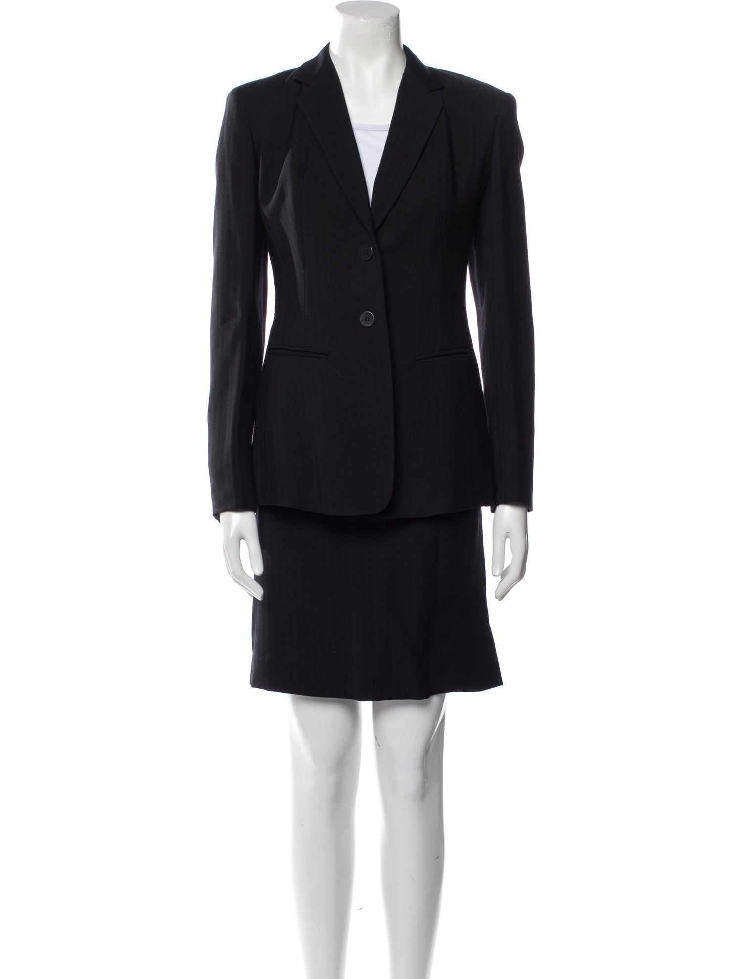 Donna Karan Wool Ruffle Embellishment Skirt Set