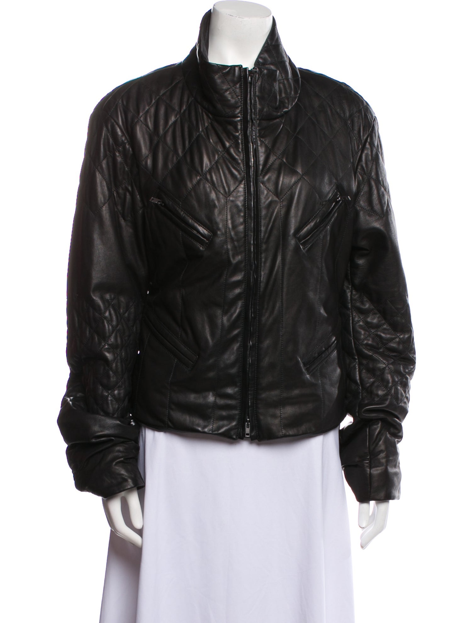 Donna Karan Leather Biker Jacket