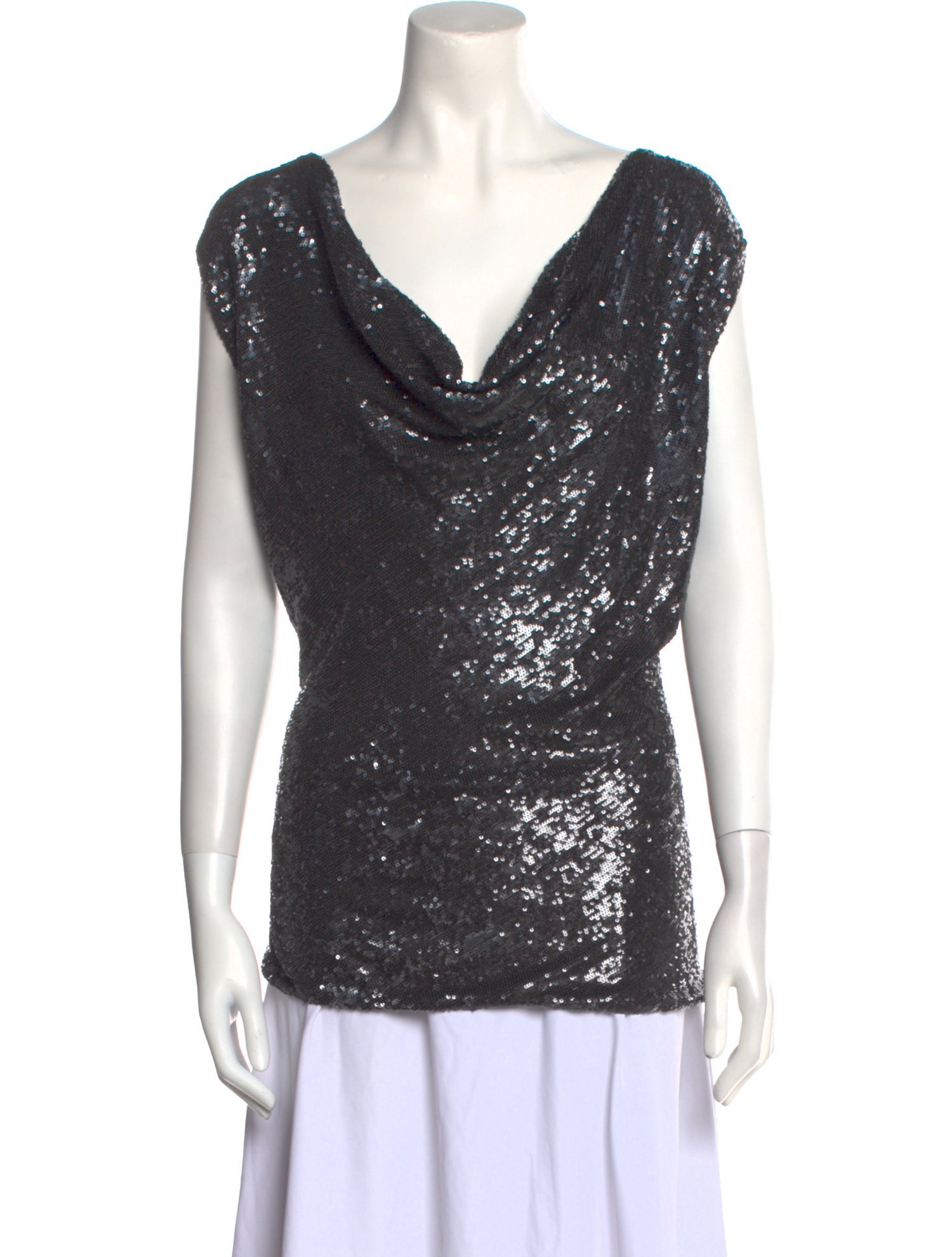 Donna Karan Sequin Cowl Neck Top