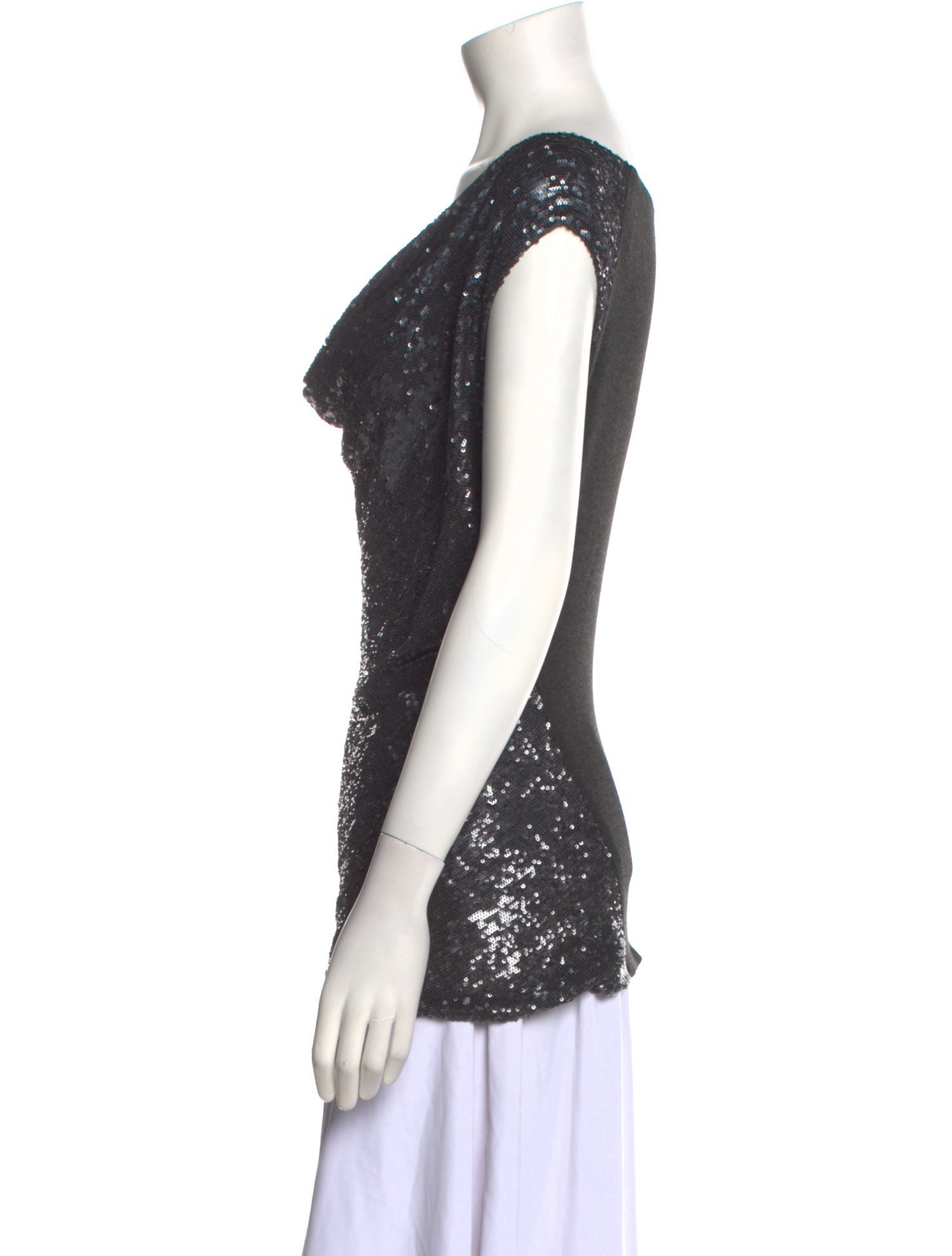 Donna Karan Sequin Cowl Neck Top
