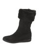 Donna Karan Suede Fur Trim Boots