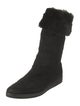 Donna Karan Suede Fur Trim Boots