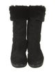 Donna Karan Suede Fur Trim Boots