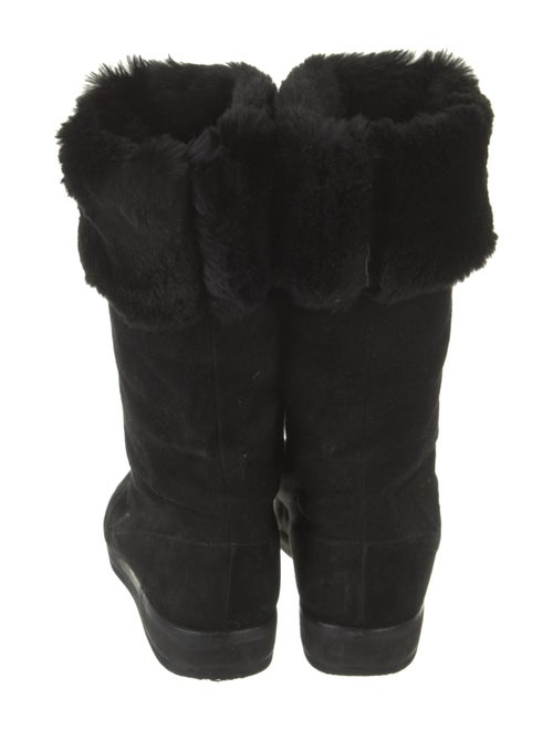 Donna Karan Suede Fur Trim Boots