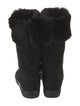 Donna Karan Suede Fur Trim Boots