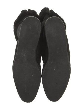 Donna Karan Suede Fur Trim Boots