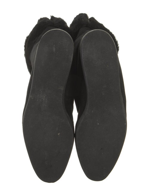 Donna Karan Suede Fur Trim Boots