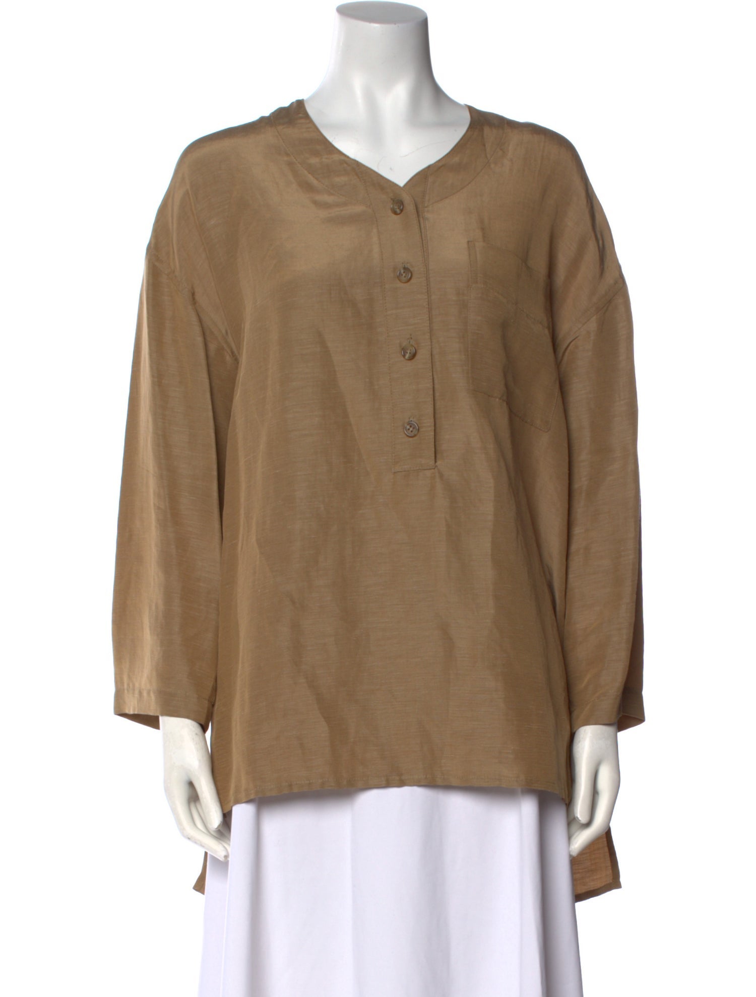 Donna Karan Linen V-Neck Blouse