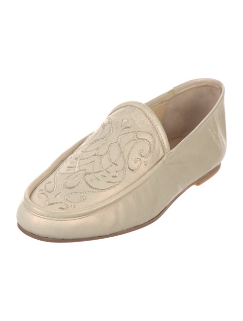 Donna Karan Leather Embroidered Accent Loafers
