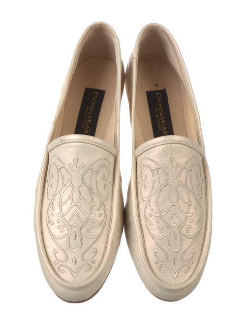 Donna Karan Leather Embroidered Accent Loafers