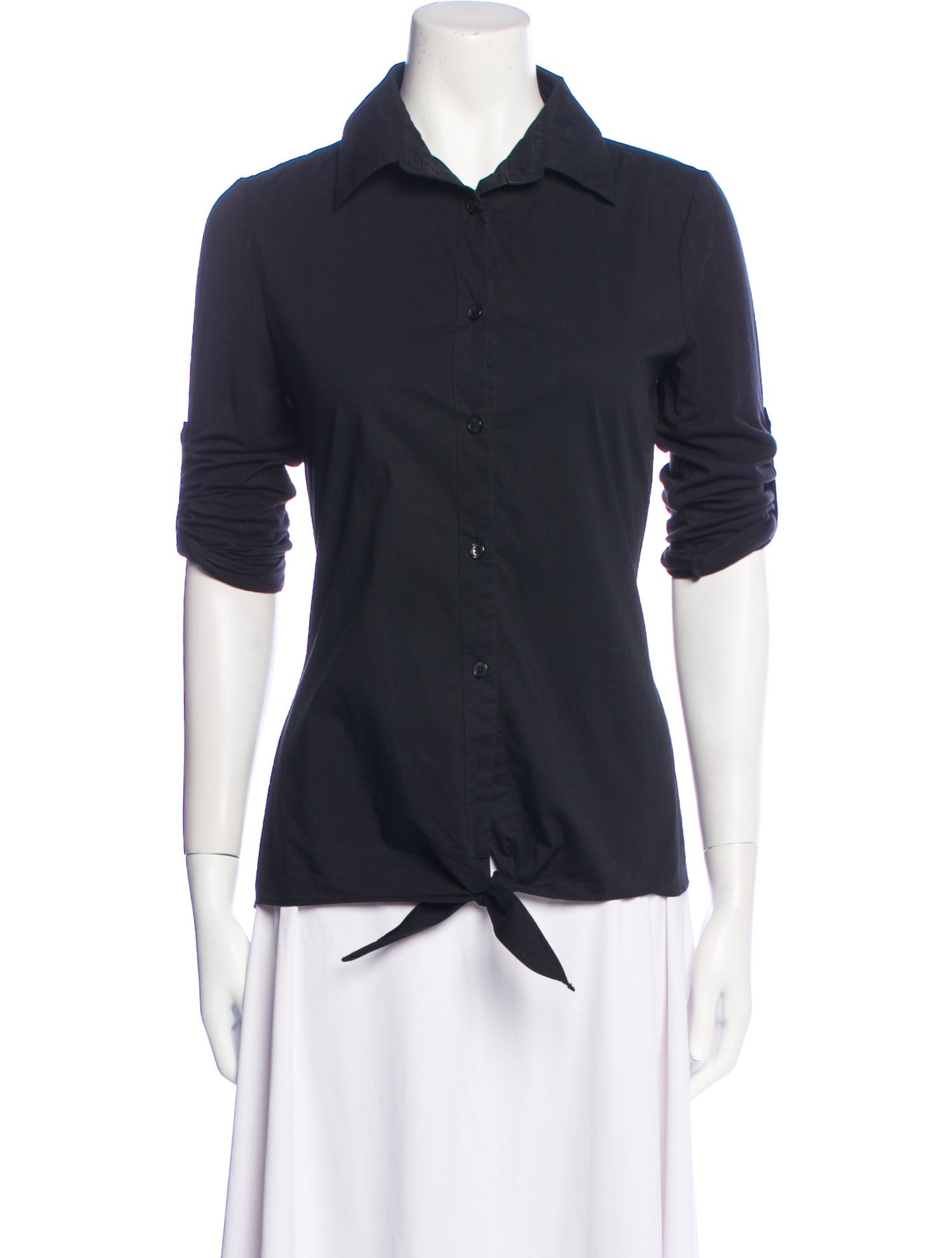 Donna Karan Short Sleeve Button-Up Top