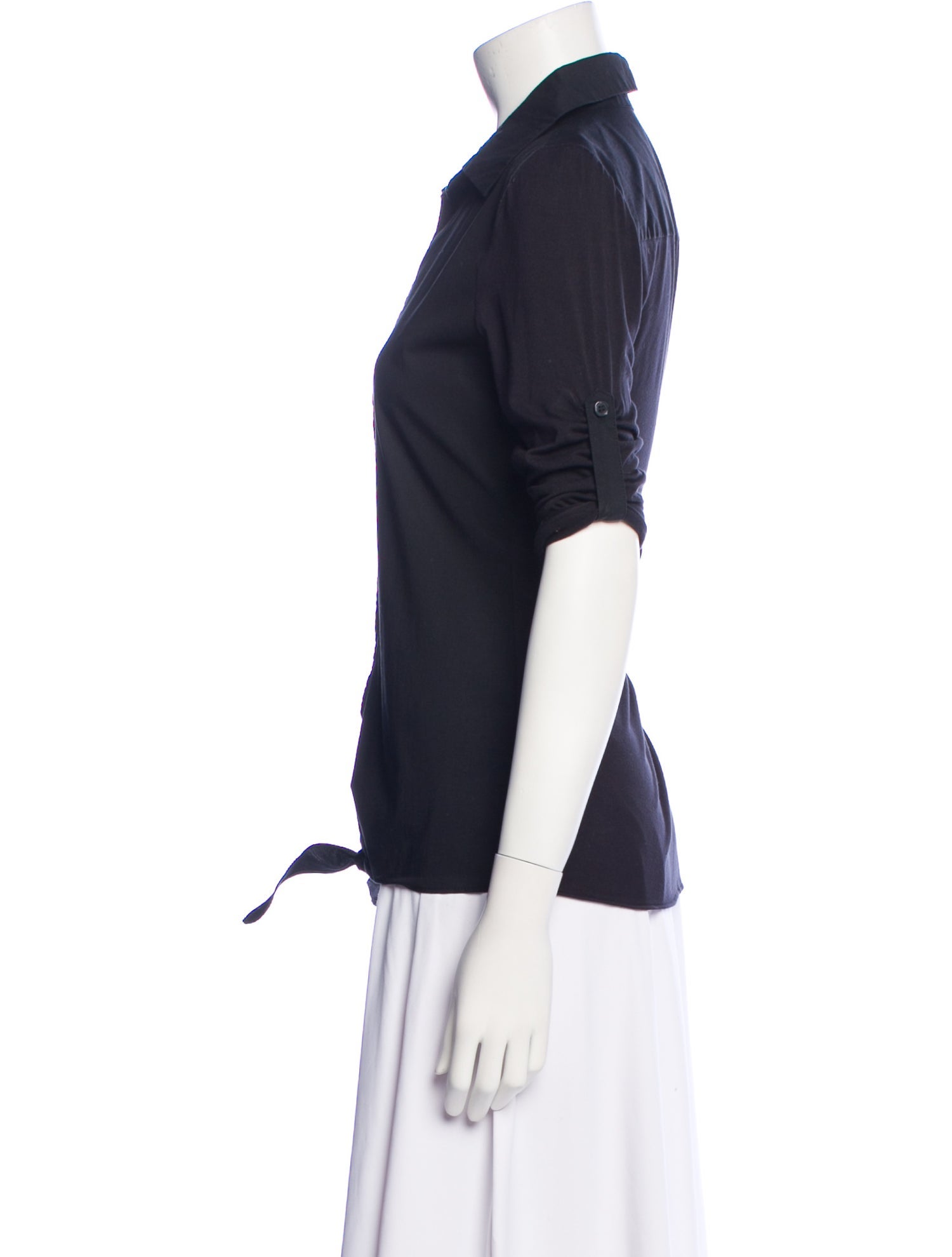 Donna Karan Short Sleeve Button-Up Top