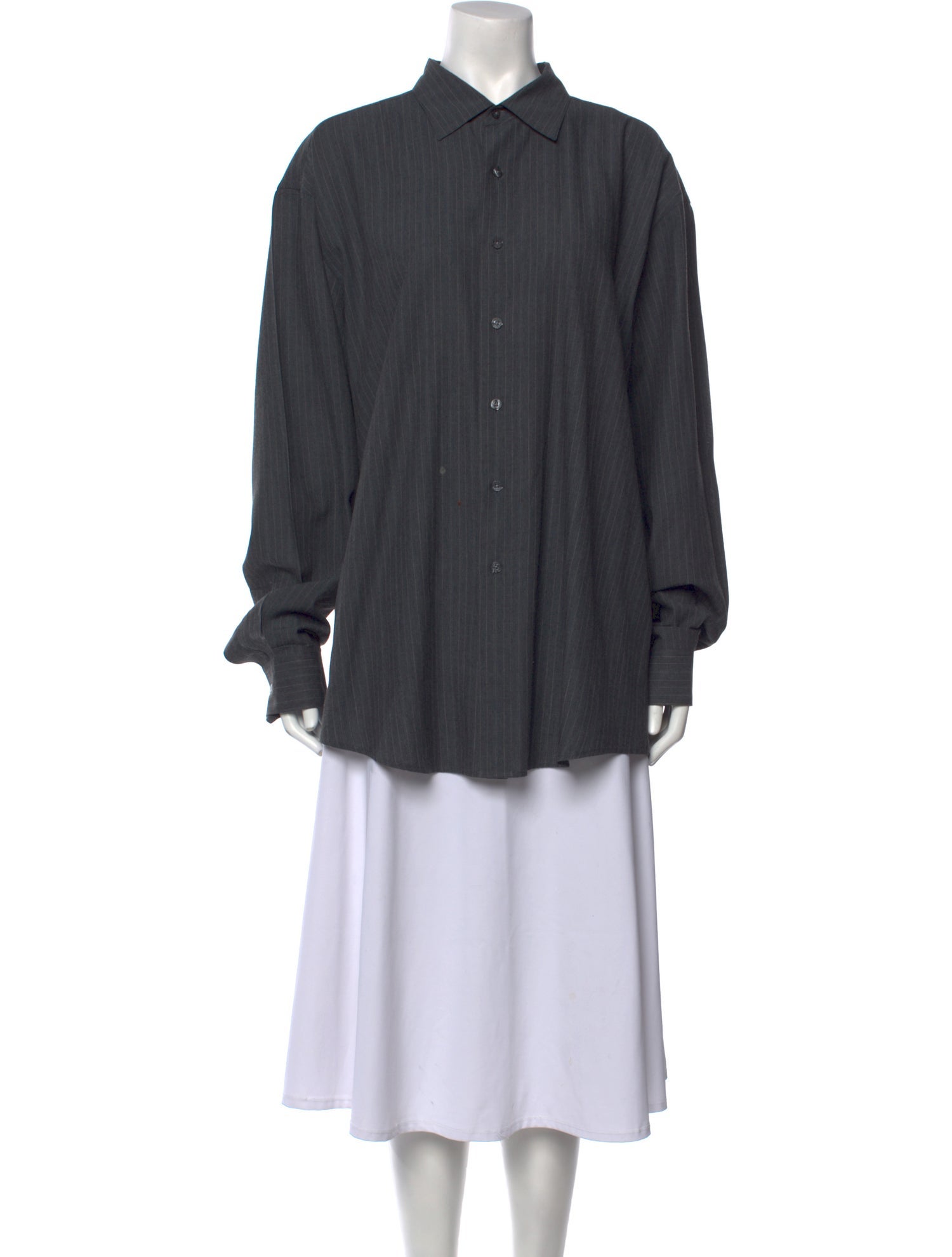 Donna Karan Long Sleeve Button-Up Top