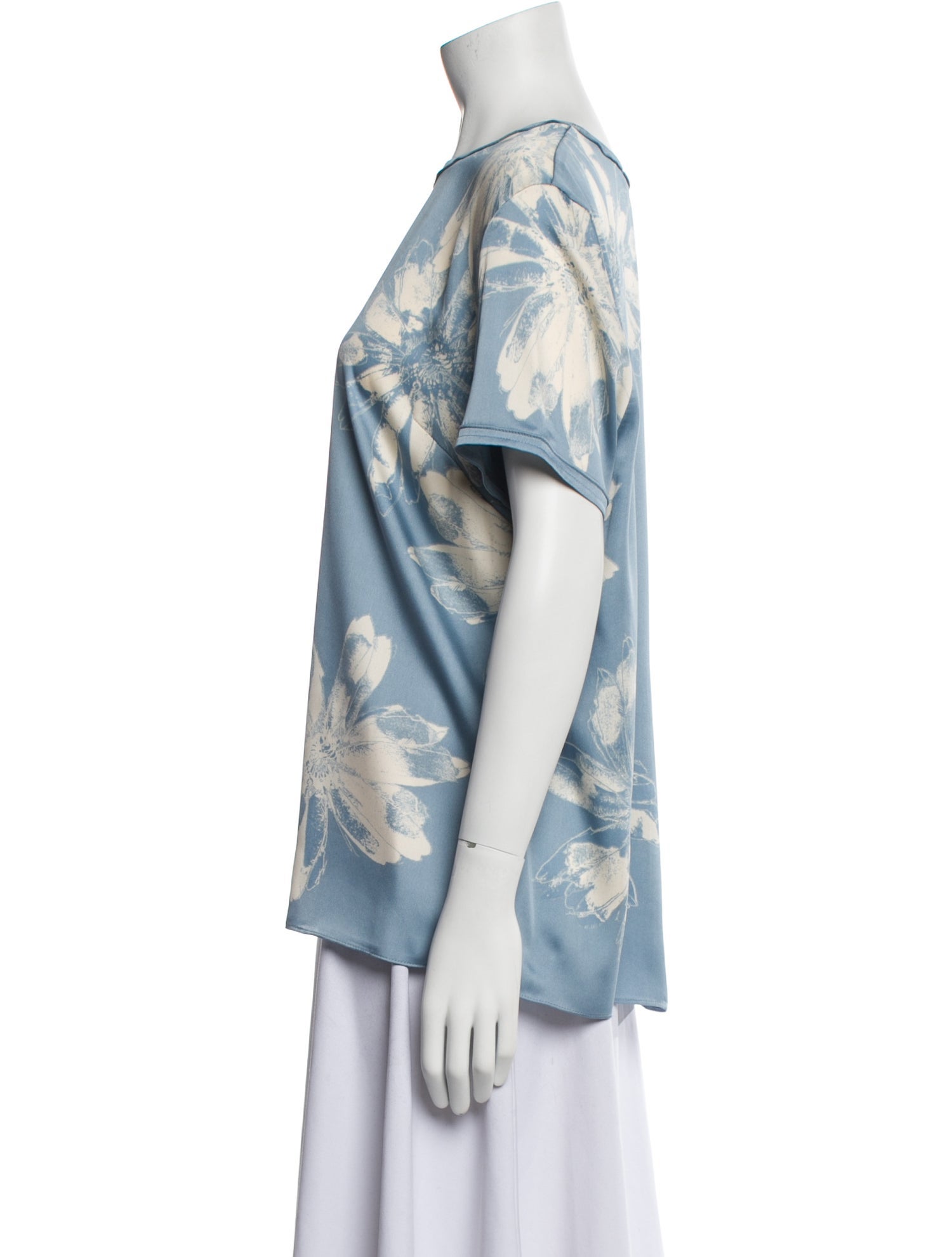 Donna Karan Floral Print Bateau Neckline Blouse