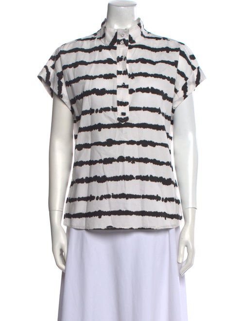 Donna Karan Tie-Dye Print Short Sleeve Button-Up Top