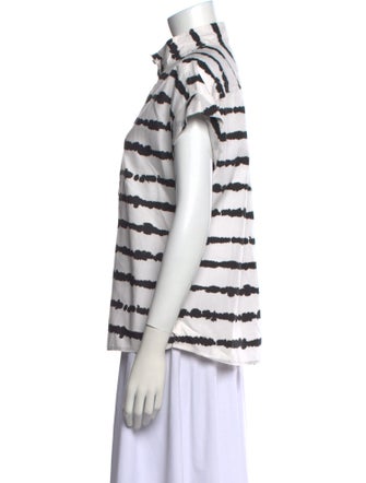 Donna Karan Tie-Dye Print Short Sleeve Button-Up Top