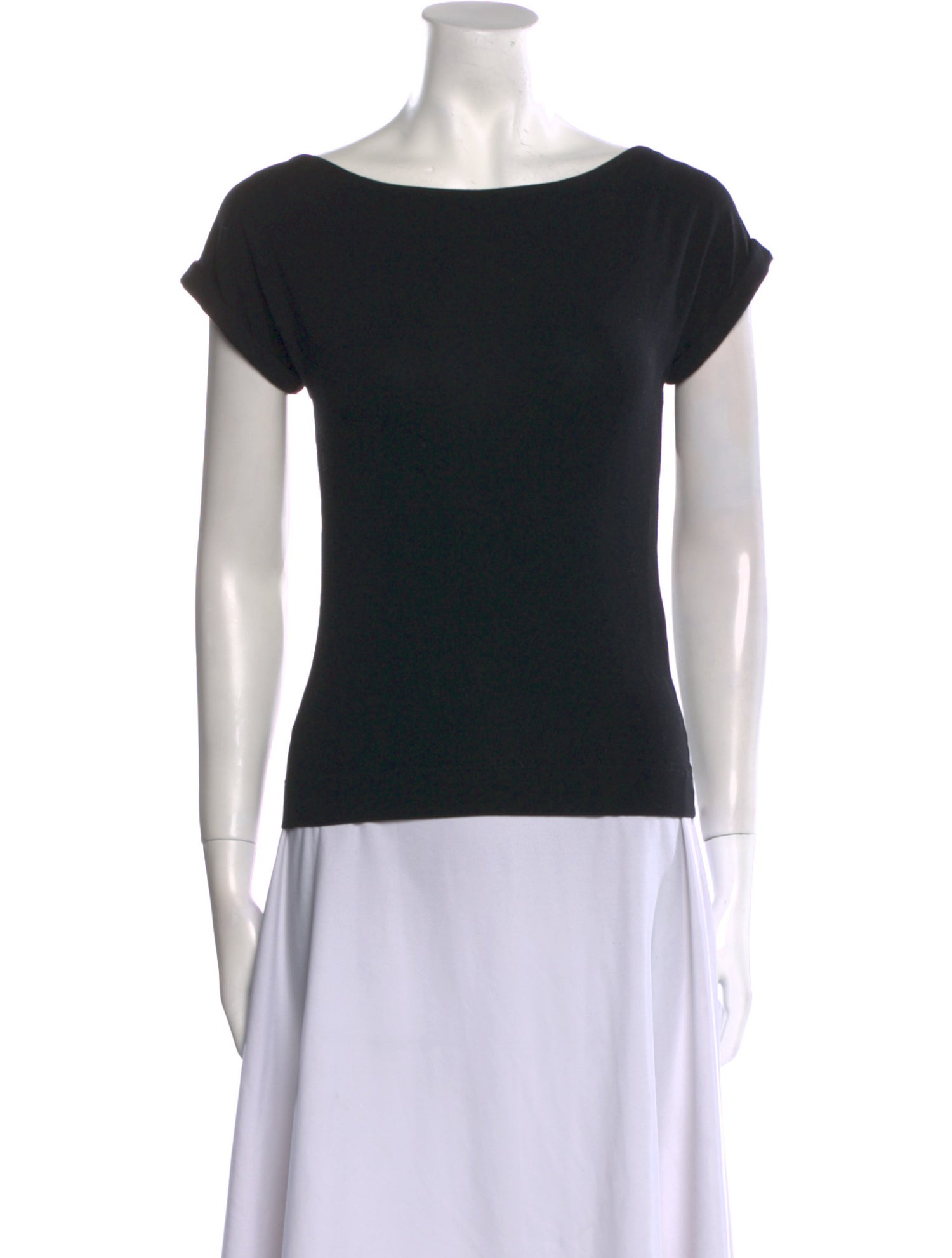 Donna Karan Bateau Neckline Short Sleeve T-Shirt