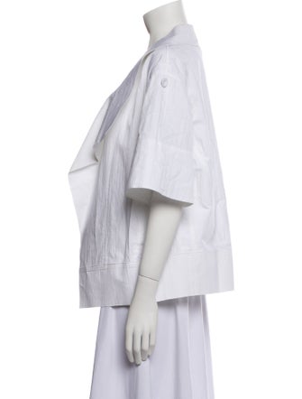 Donna Karan Open Front Short Sleeve Button-Up Top