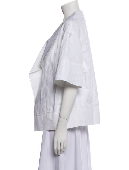 Donna Karan Open Front Short Sleeve Button-Up Top