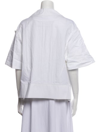 Donna Karan Open Front Short Sleeve Button-Up Top