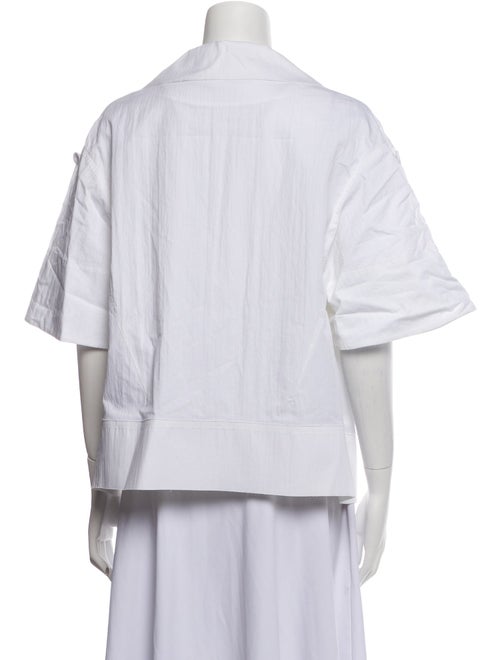 Donna Karan Open Front Short Sleeve Button-Up Top