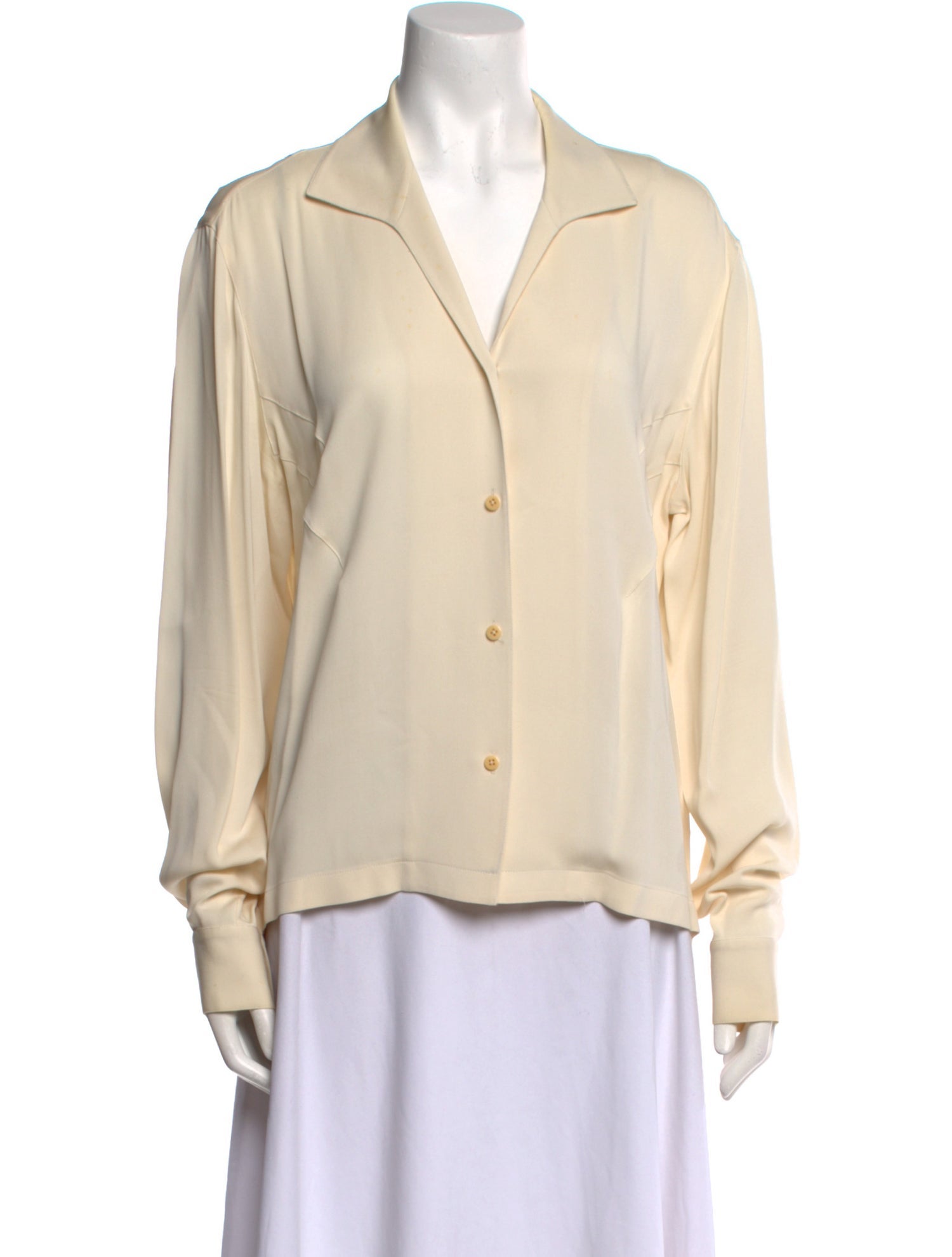 Donna Karan Silk Long Sleeve Button-Up Top
