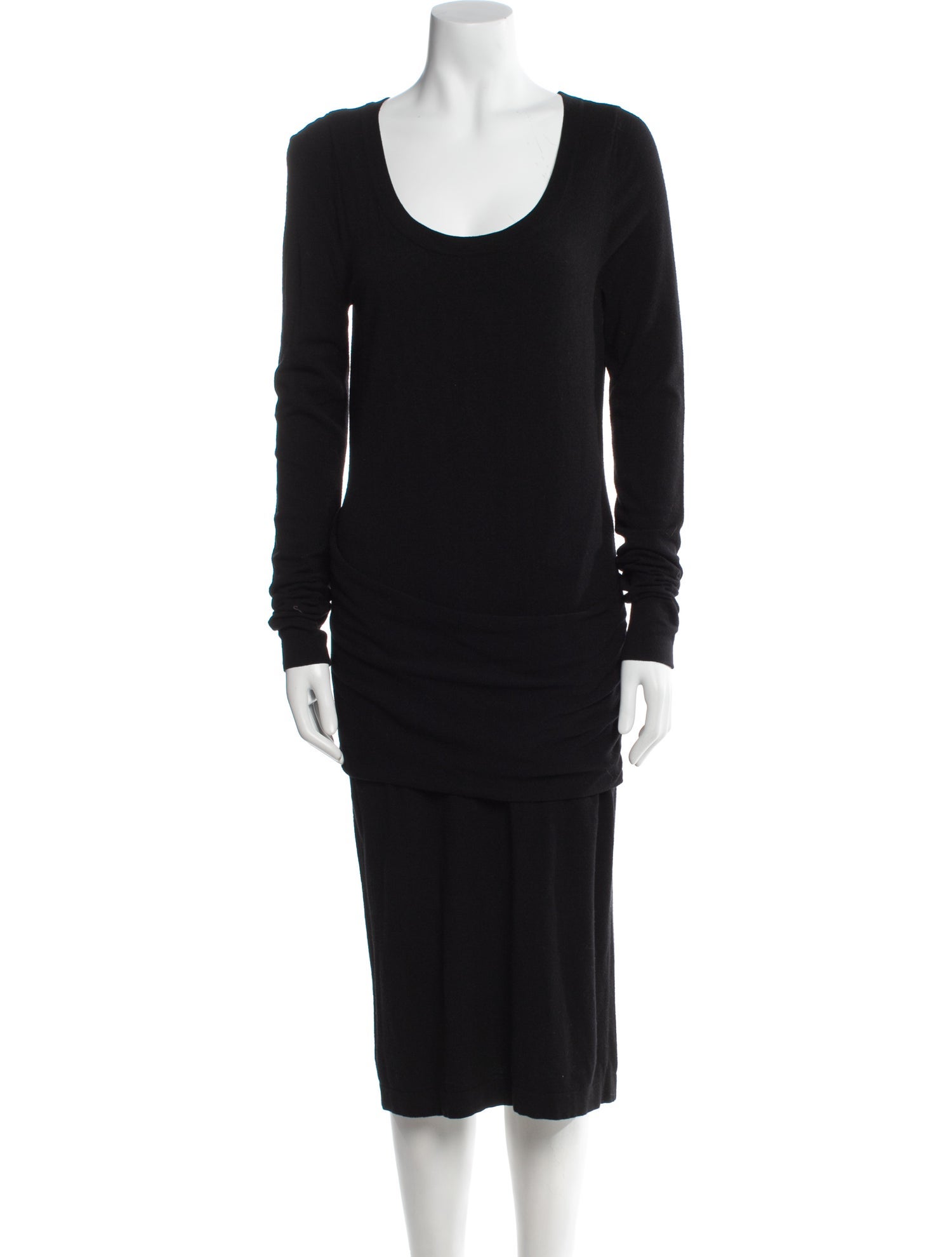 Donna Karan Scoop Neck Midi Length Dress