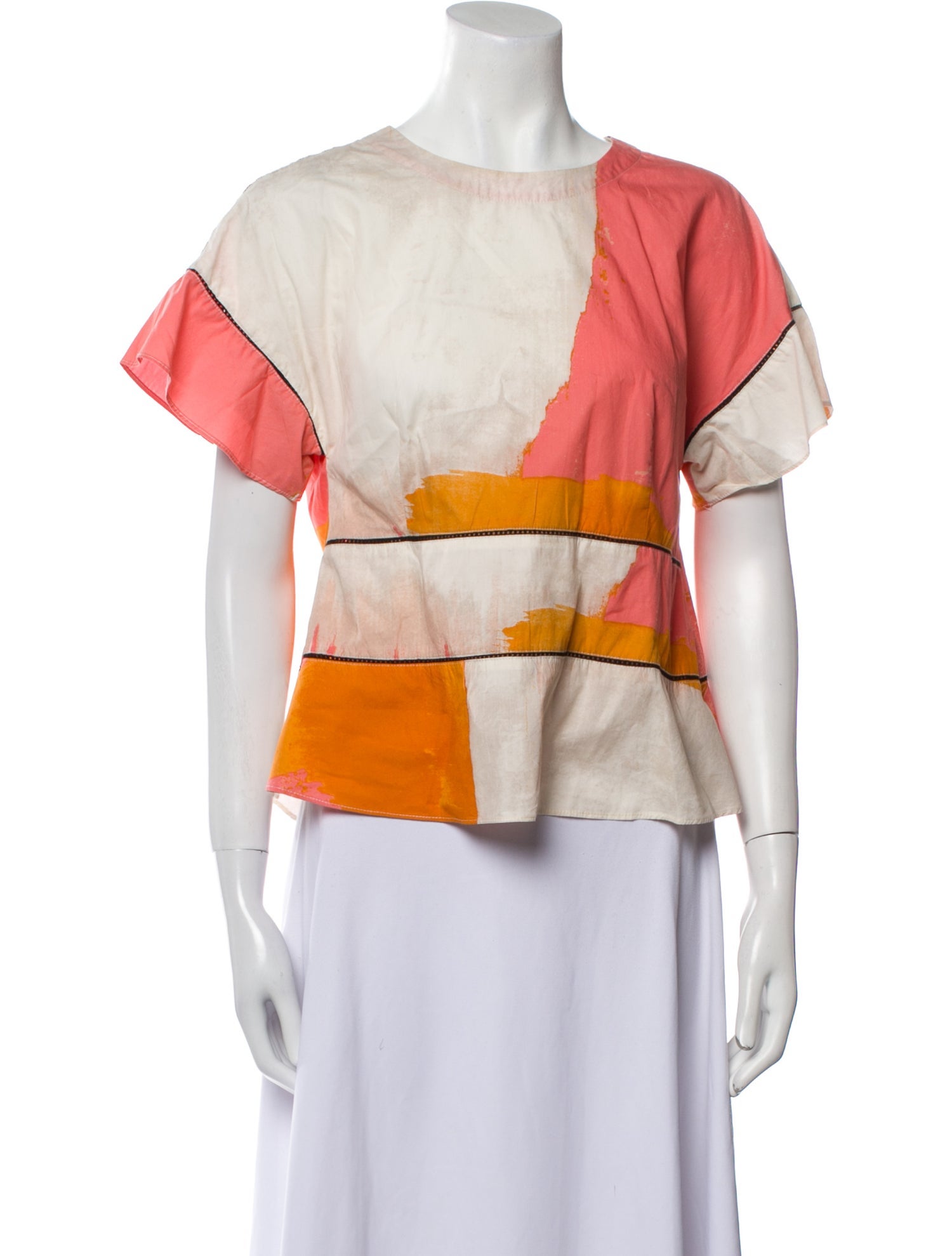 Donna Karan Printed Bateau Neckline Top