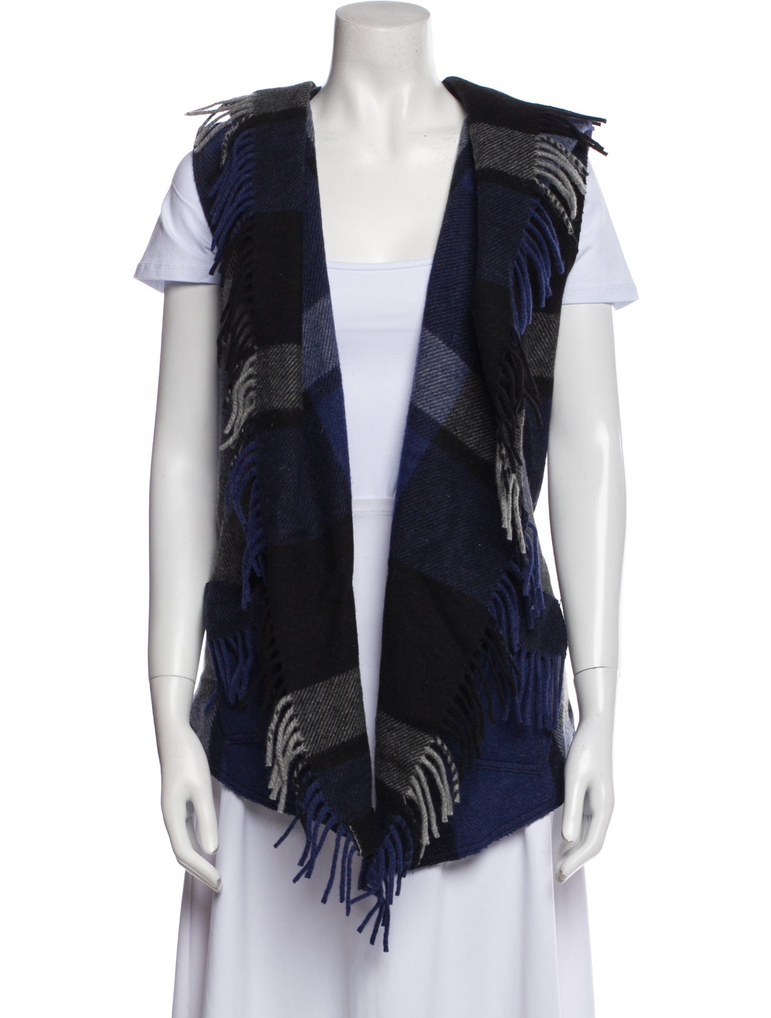 Donna Karan Wool Plaid Print Vest