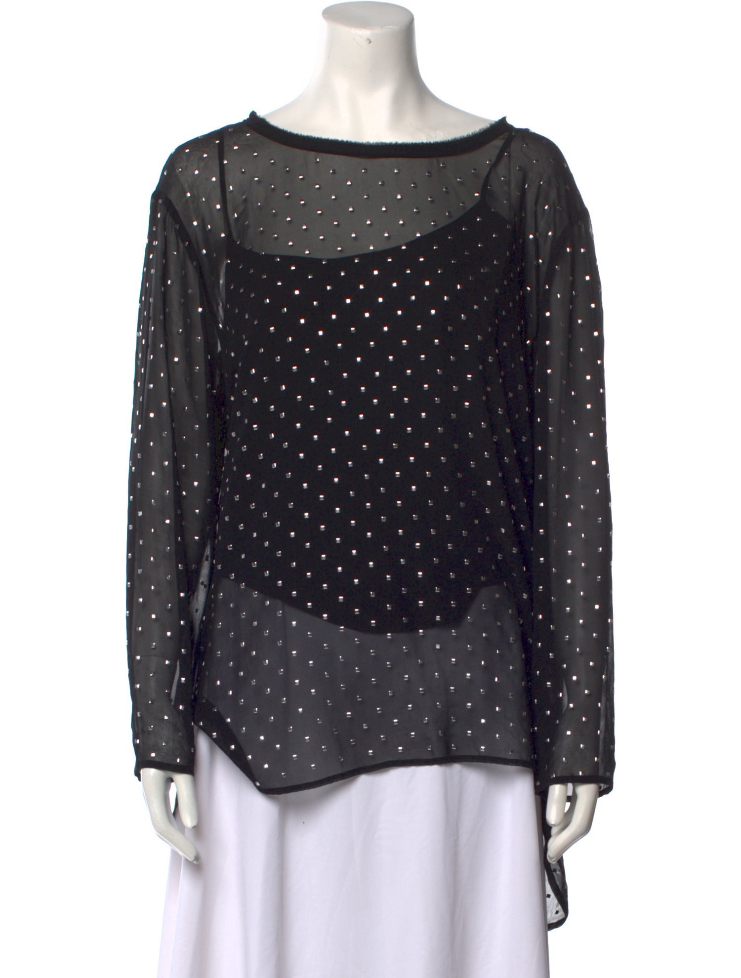 Donna Karan Silk Polka Dot Print Blouse