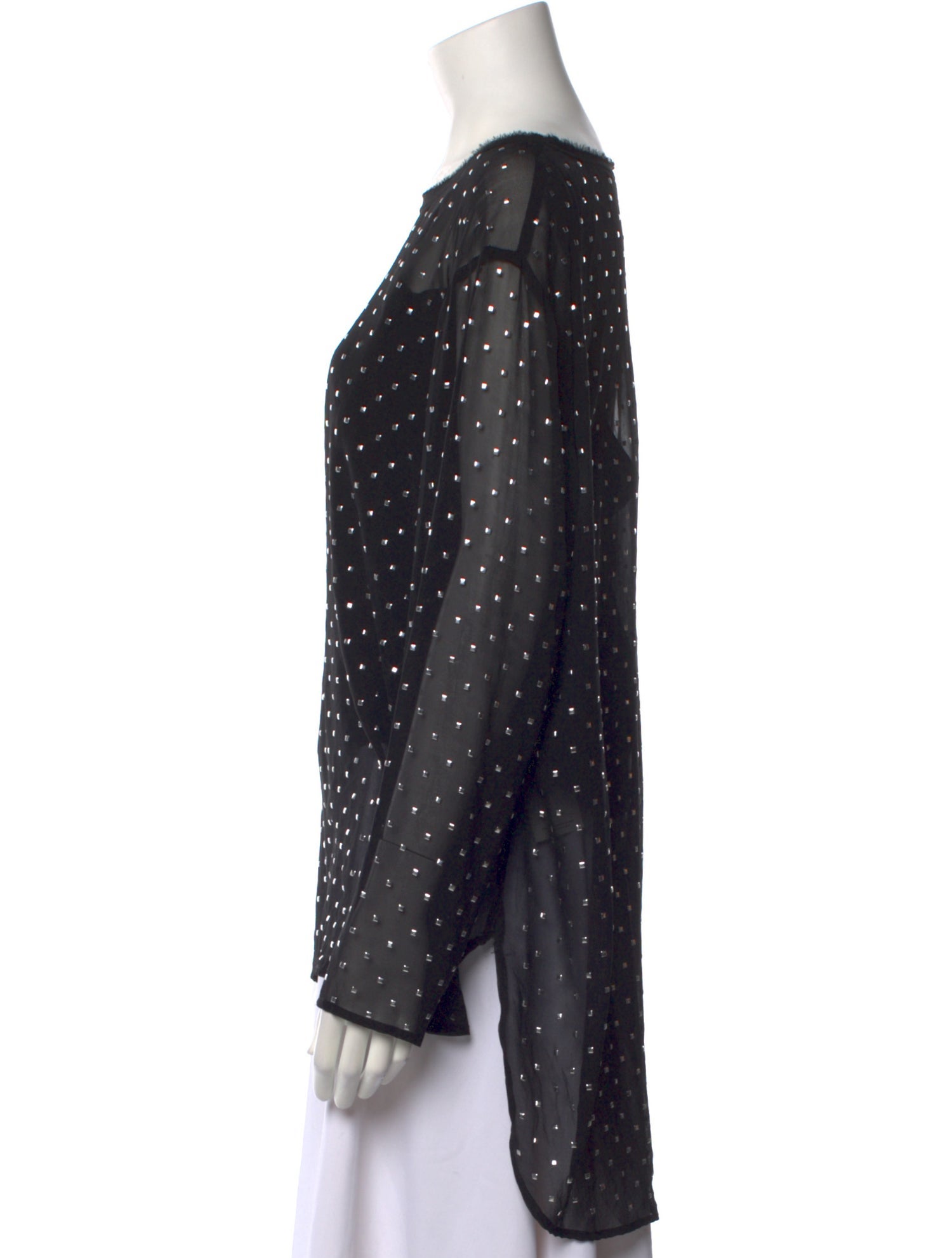 Donna Karan Silk Polka Dot Print Blouse