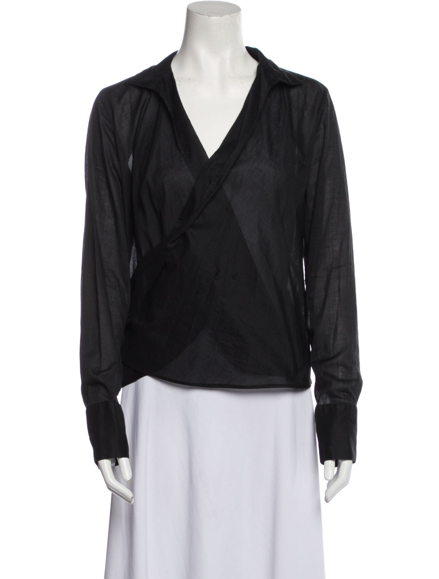 Donna Karan V-Neck Long Sleeve Blouse