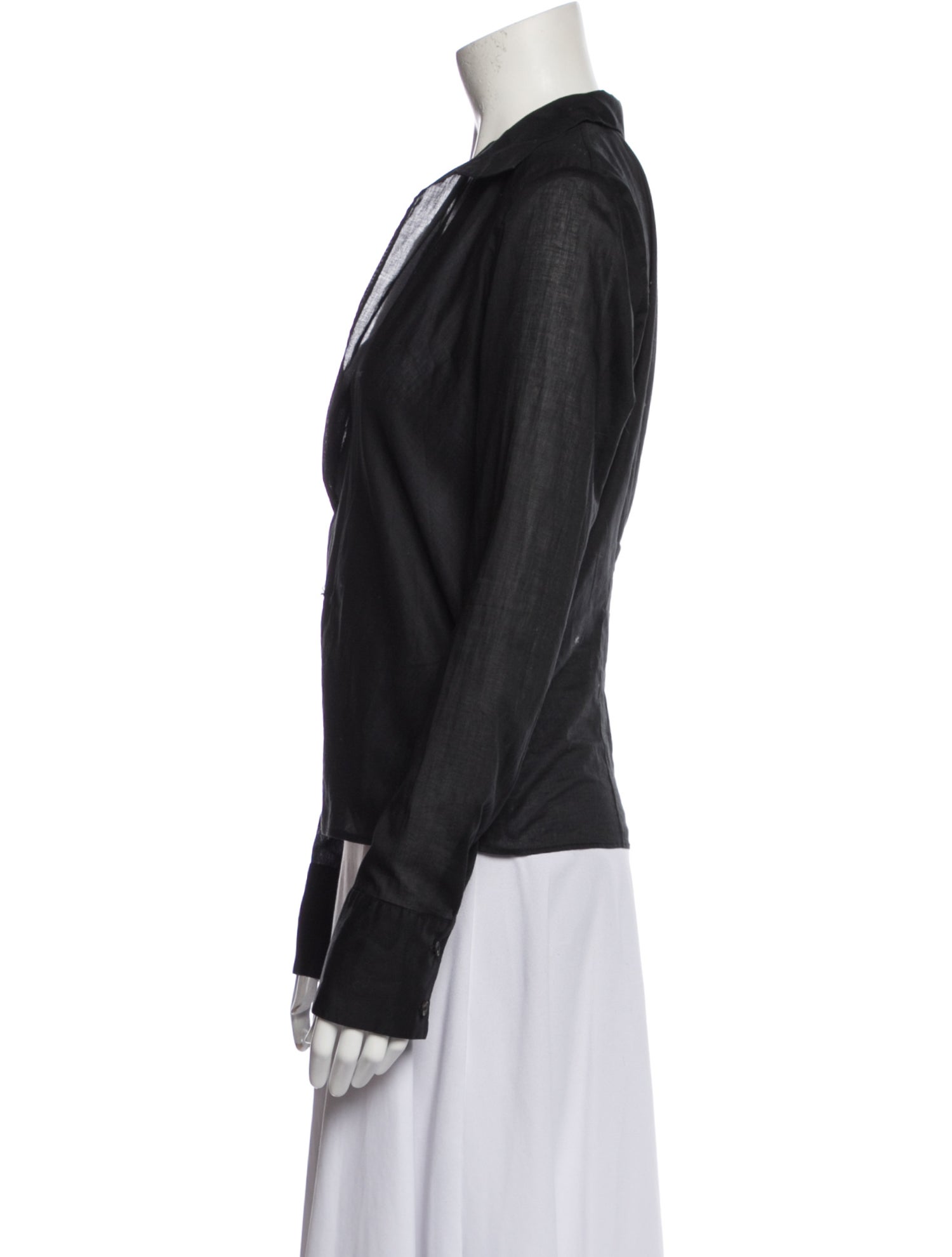 Donna Karan V-Neck Long Sleeve Blouse