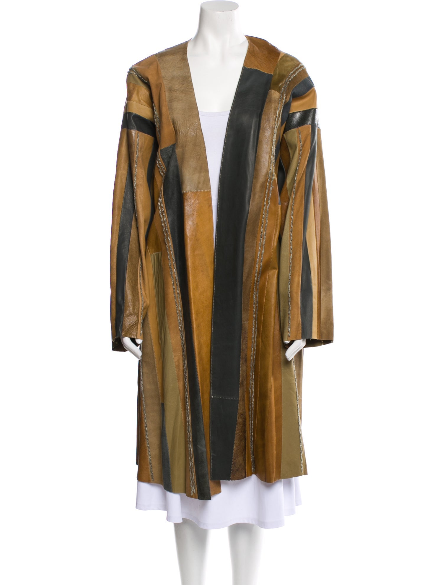 Donna Karan Leather Striped Coat w/ Tags