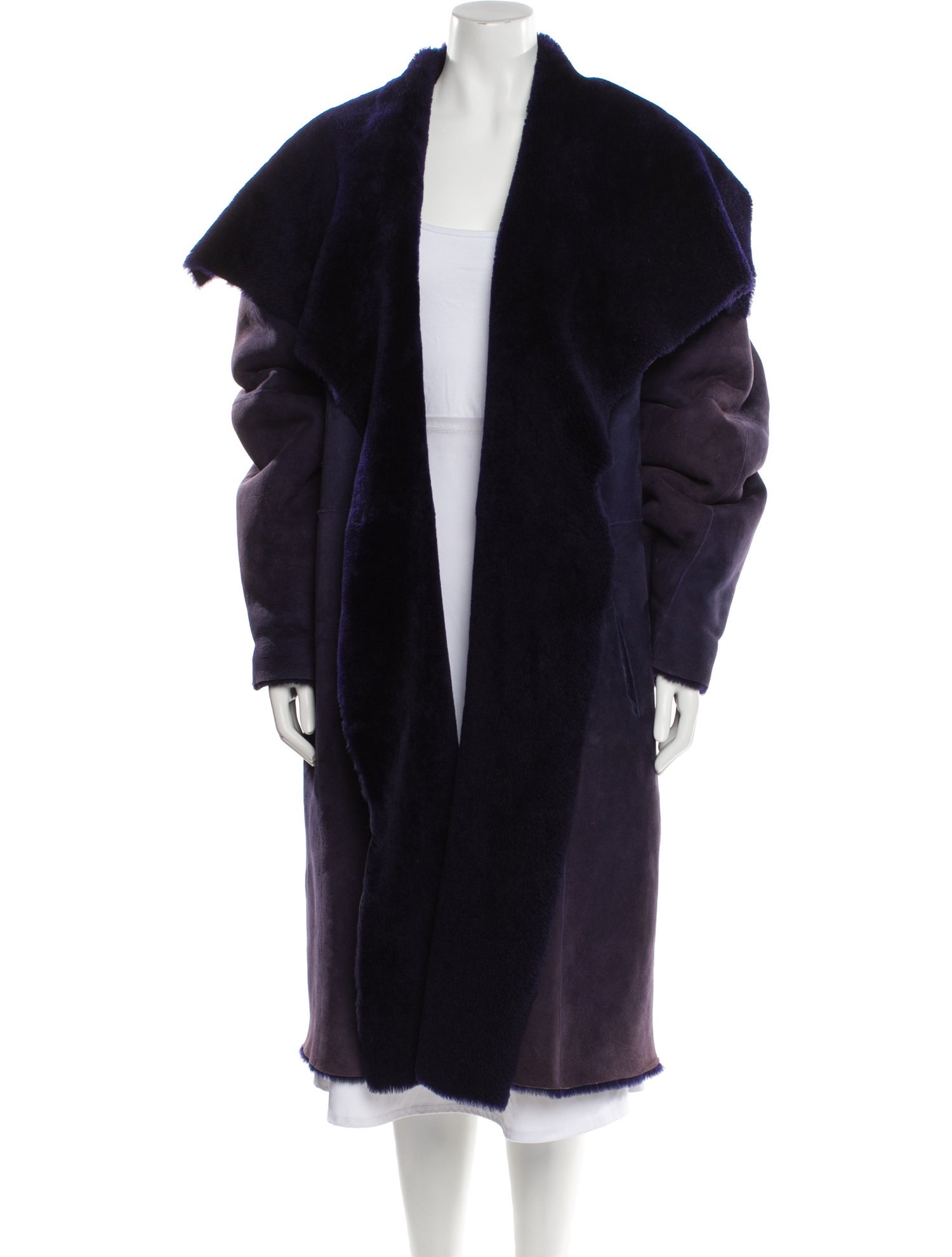 Donna Karan Merino Wool Faux Fur Coat