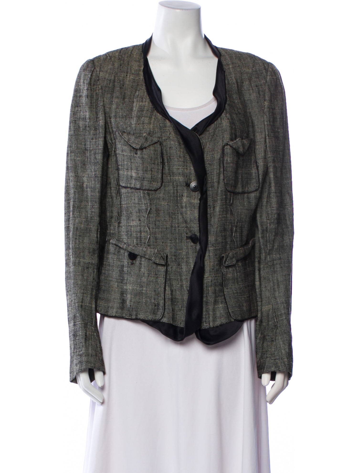 Donna Karan Linen Tweed Pattern Blazer