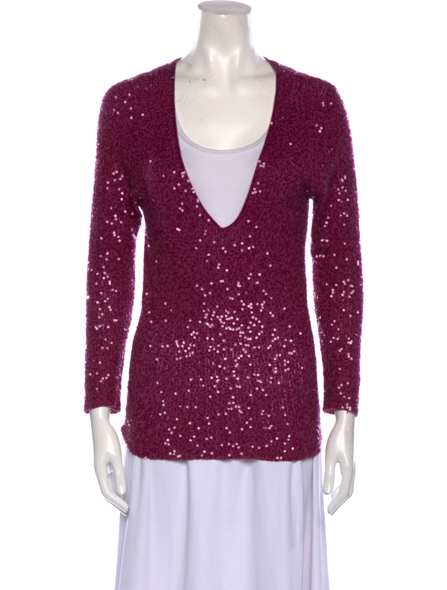 Donna Karan Cashmere Plunge Neckline Sweater