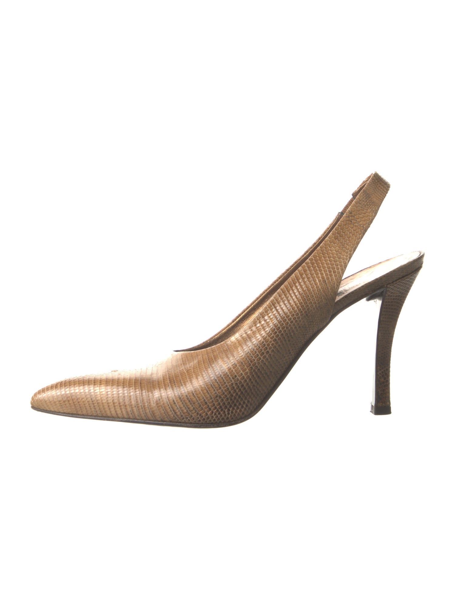 Donna Karan Embossed Leather Animal Print Slingback Pumps