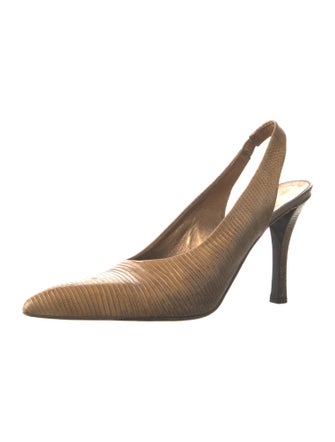 Donna Karan Embossed Leather Animal Print Slingback Pumps