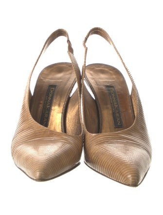 Donna Karan Embossed Leather Animal Print Slingback Pumps