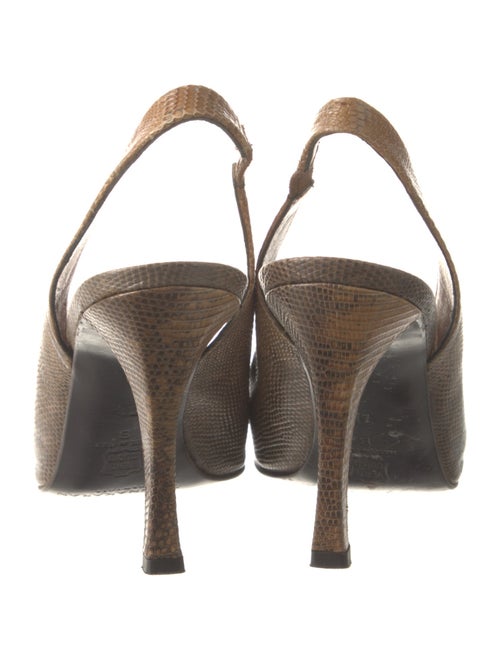 Donna Karan Embossed Leather Animal Print Slingback Pumps