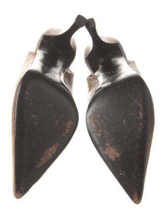 Donna Karan Embossed Leather Animal Print Slingback Pumps