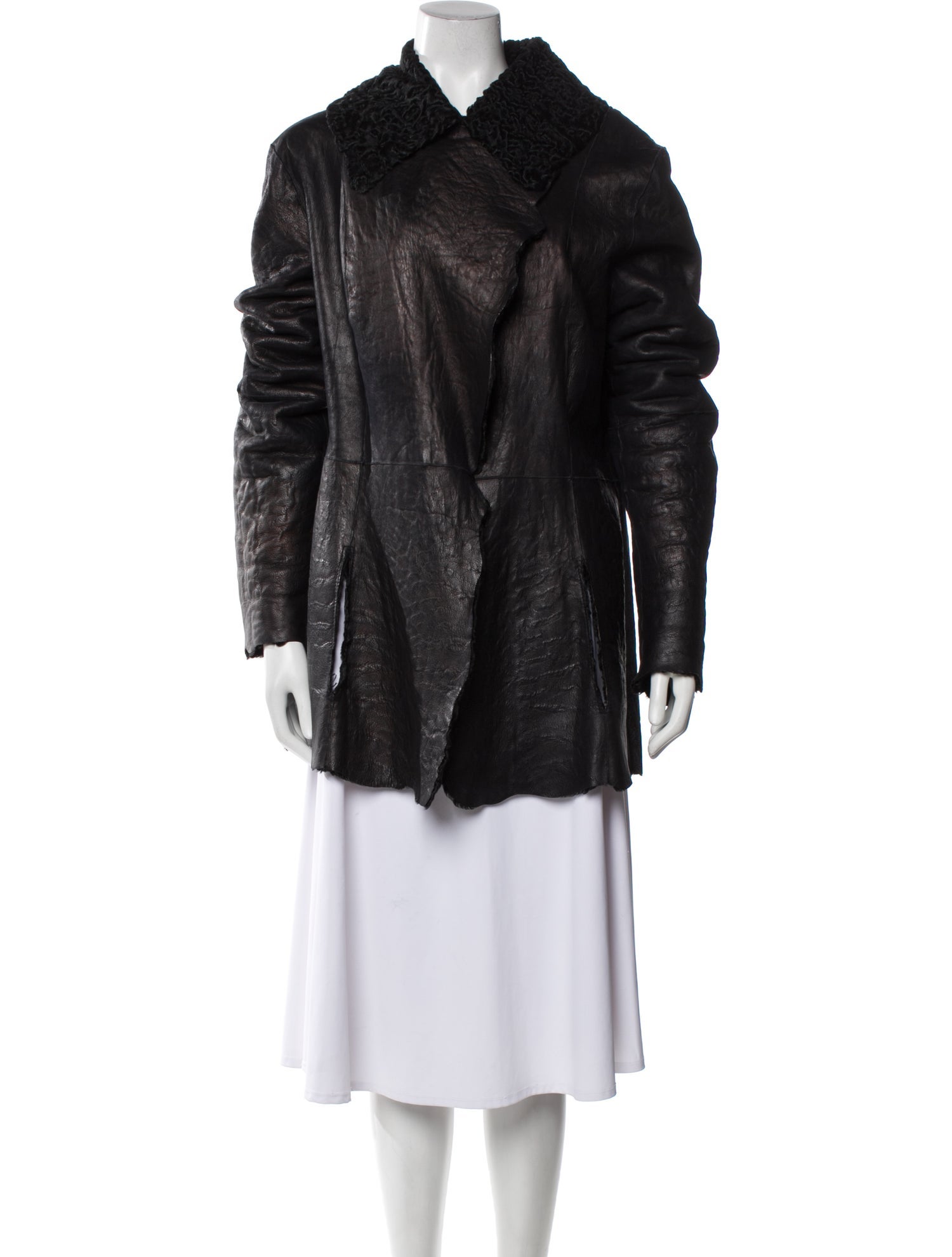 Donna Karan Leather Faux Fur Jacket