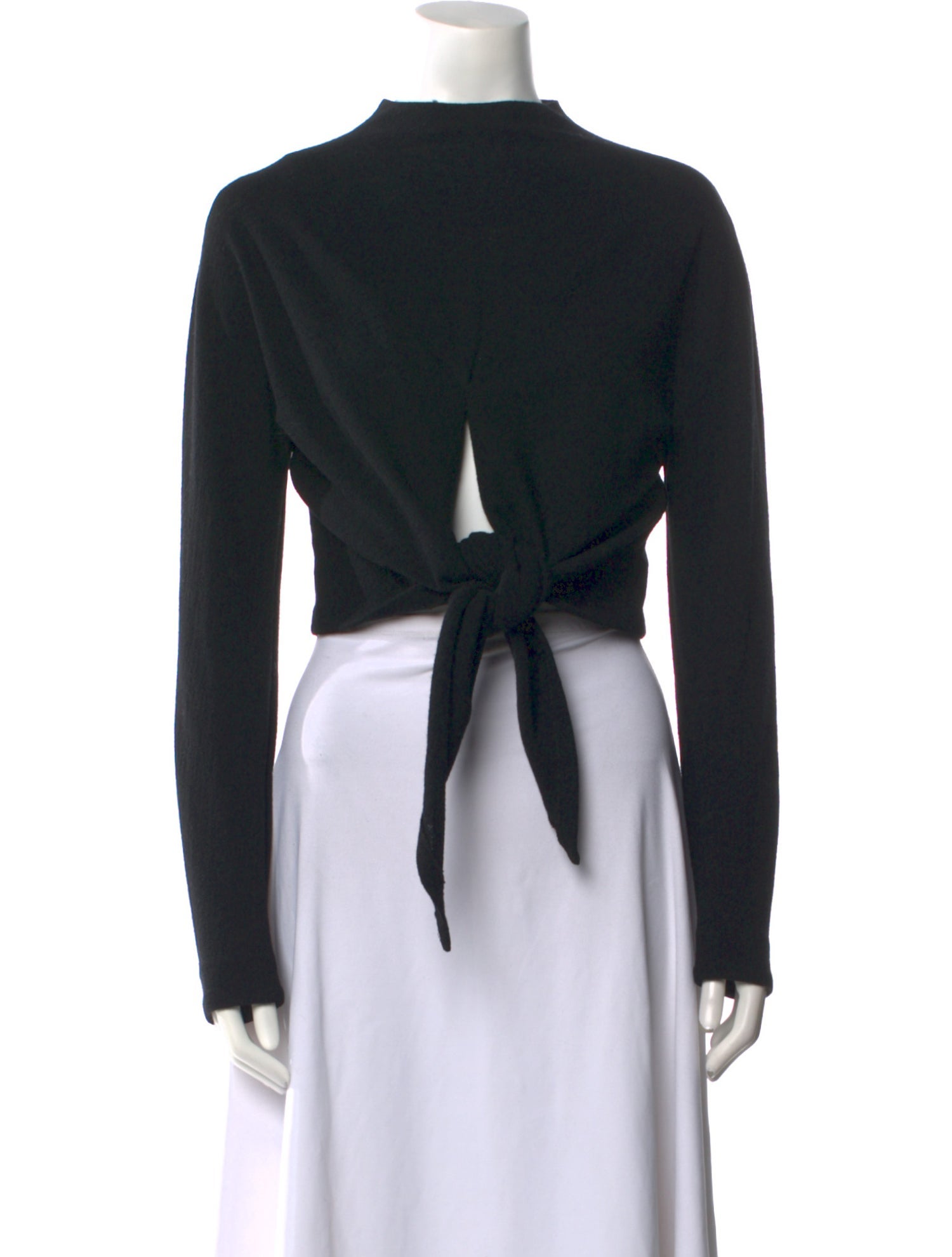 Donna Karan Wool Mock Neck Crop Top