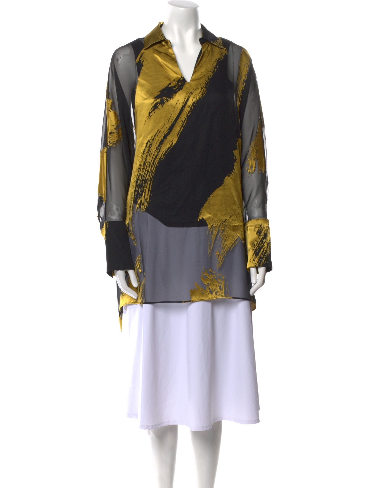 Donna Karan Printed V-Neck Tunic