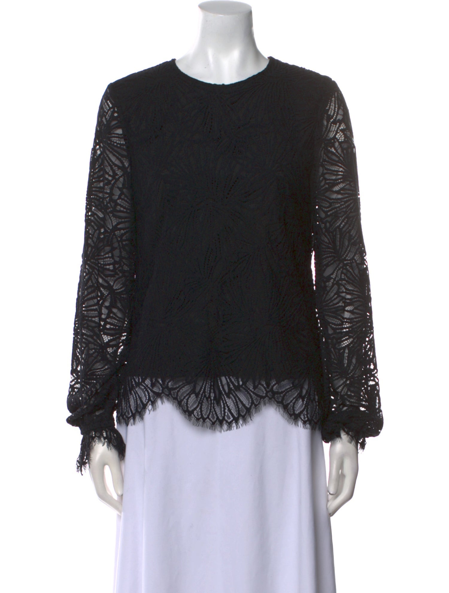 Donna Karan Crew Neck Long Sleeve Blouse