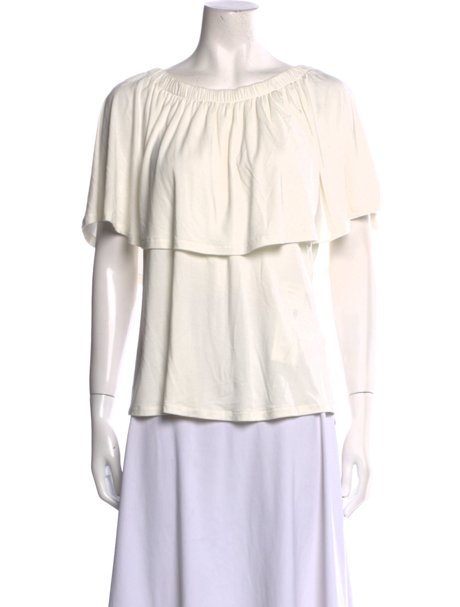 Donna Karan Bateau Neckline Short Sleeve Blouse